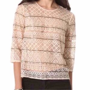 MADEWELL BROADWAY & BROOME Beaded Lace Top Size Small